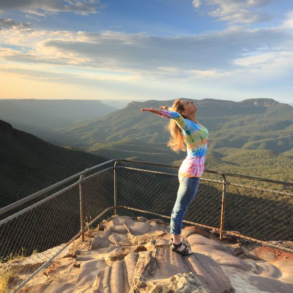 Positive female embracing the day image